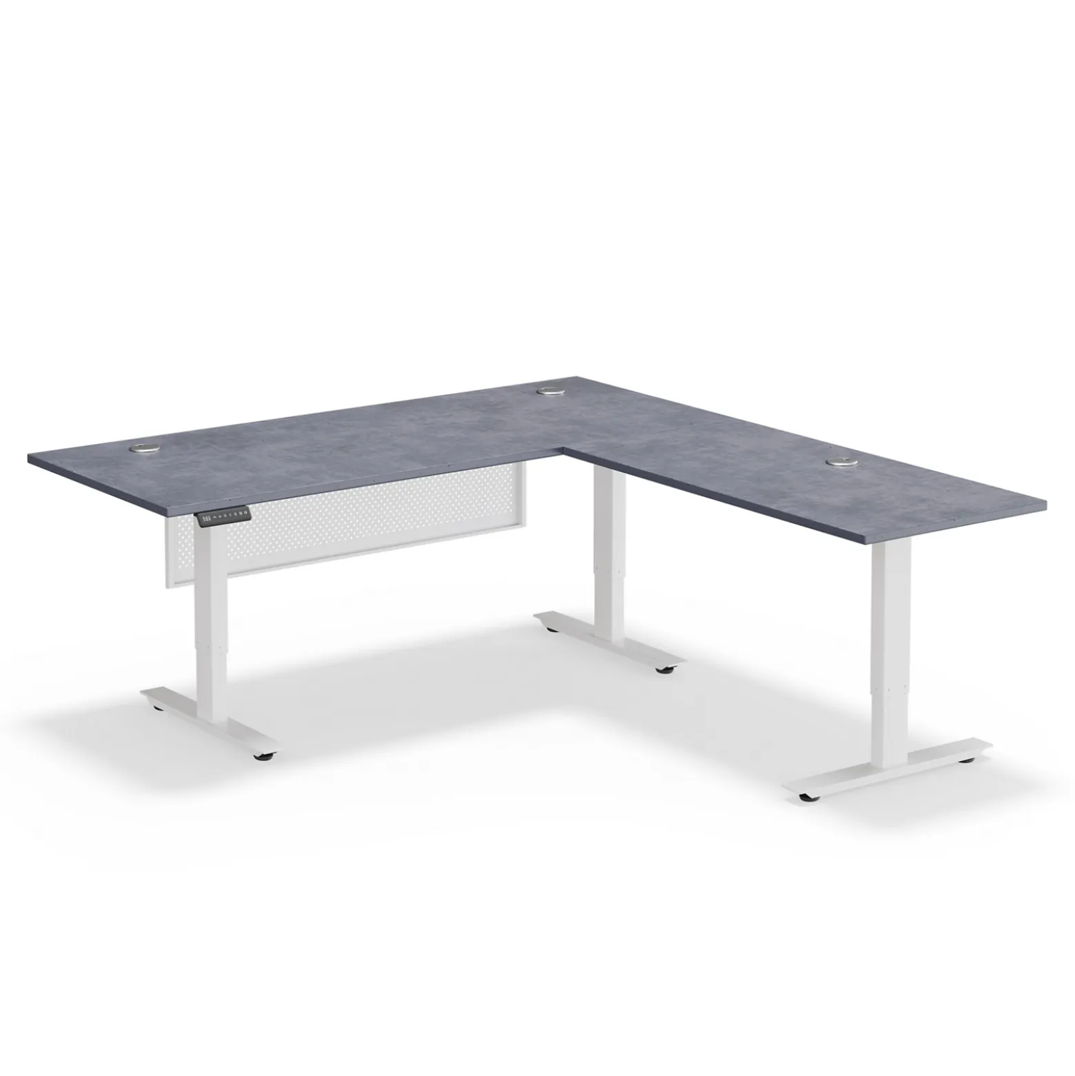 Upward Reversible Height Adjustable L-Shaped Standing Desk with Modesty Panel - 72"W x 72"D