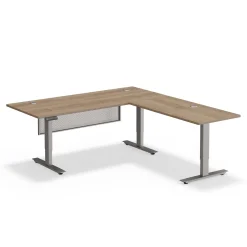 Upward Reversible Height Adjustable L-Shaped Standing Desk with Modesty Panel - 72
