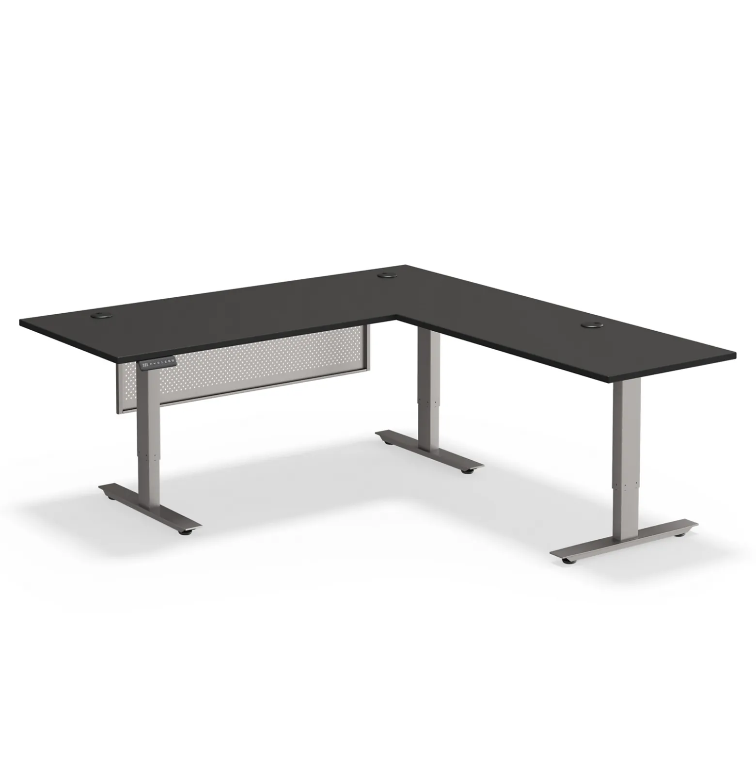 Upward Reversible Height Adjustable L-Shaped Standing Desk with Modesty Panel - 72"W x 72"D