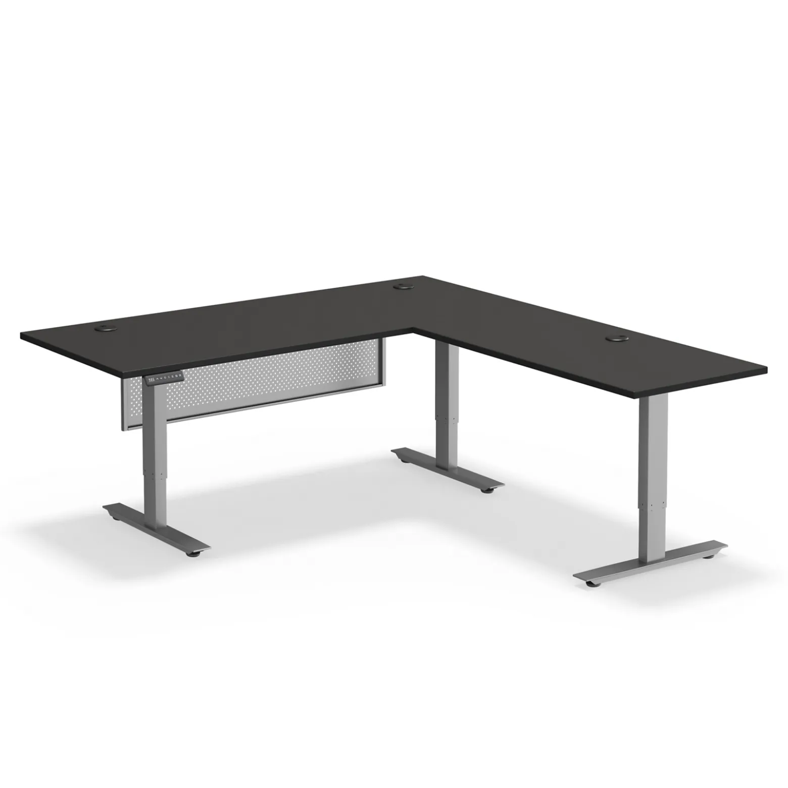 Upward Reversible Height Adjustable L-Shaped Standing Desk with Modesty Panel - 72"W x 72"D
