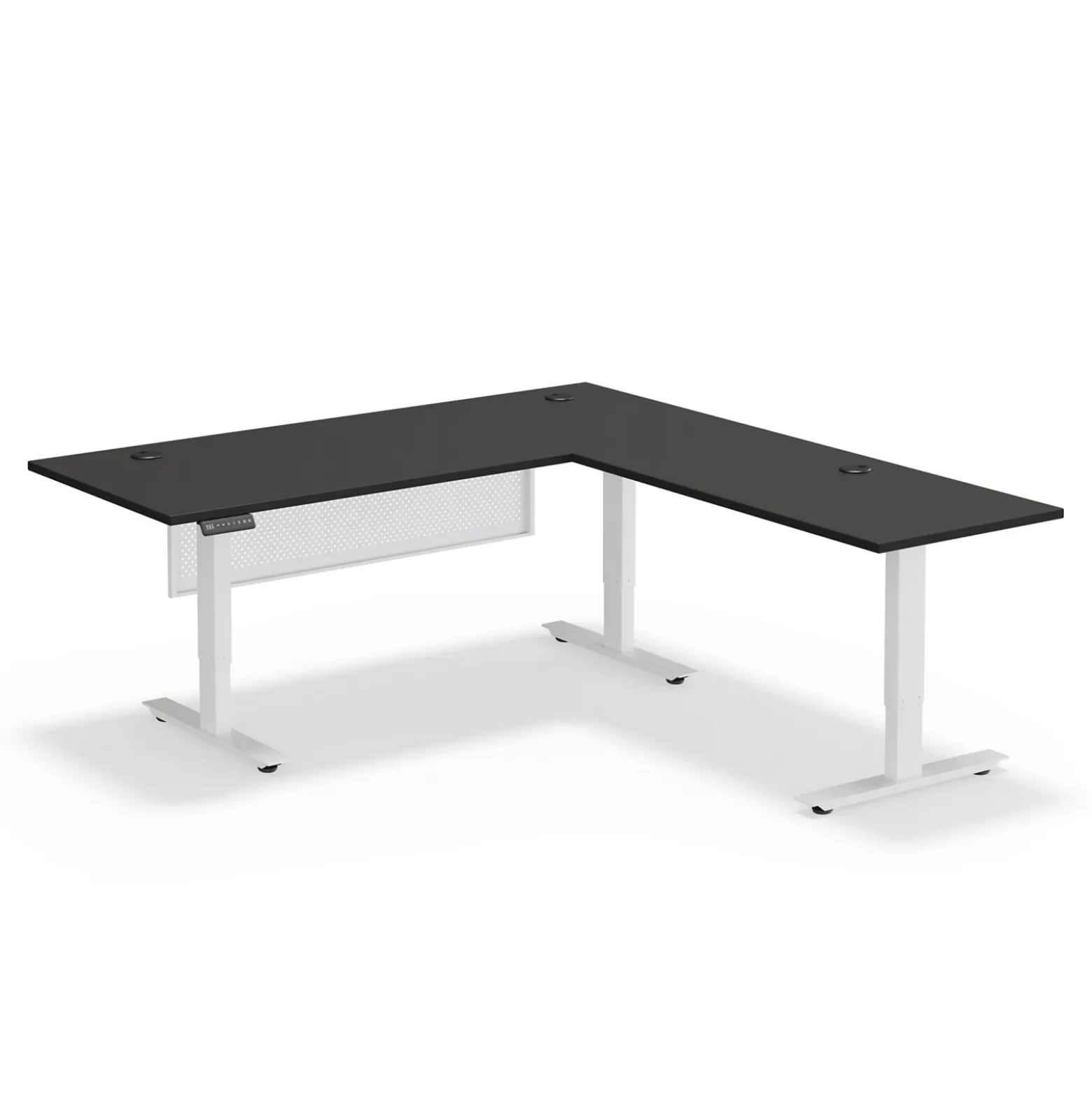 Upward Reversible Height Adjustable L-Shaped Standing Desk with Modesty Panel - 72"W x 72"D