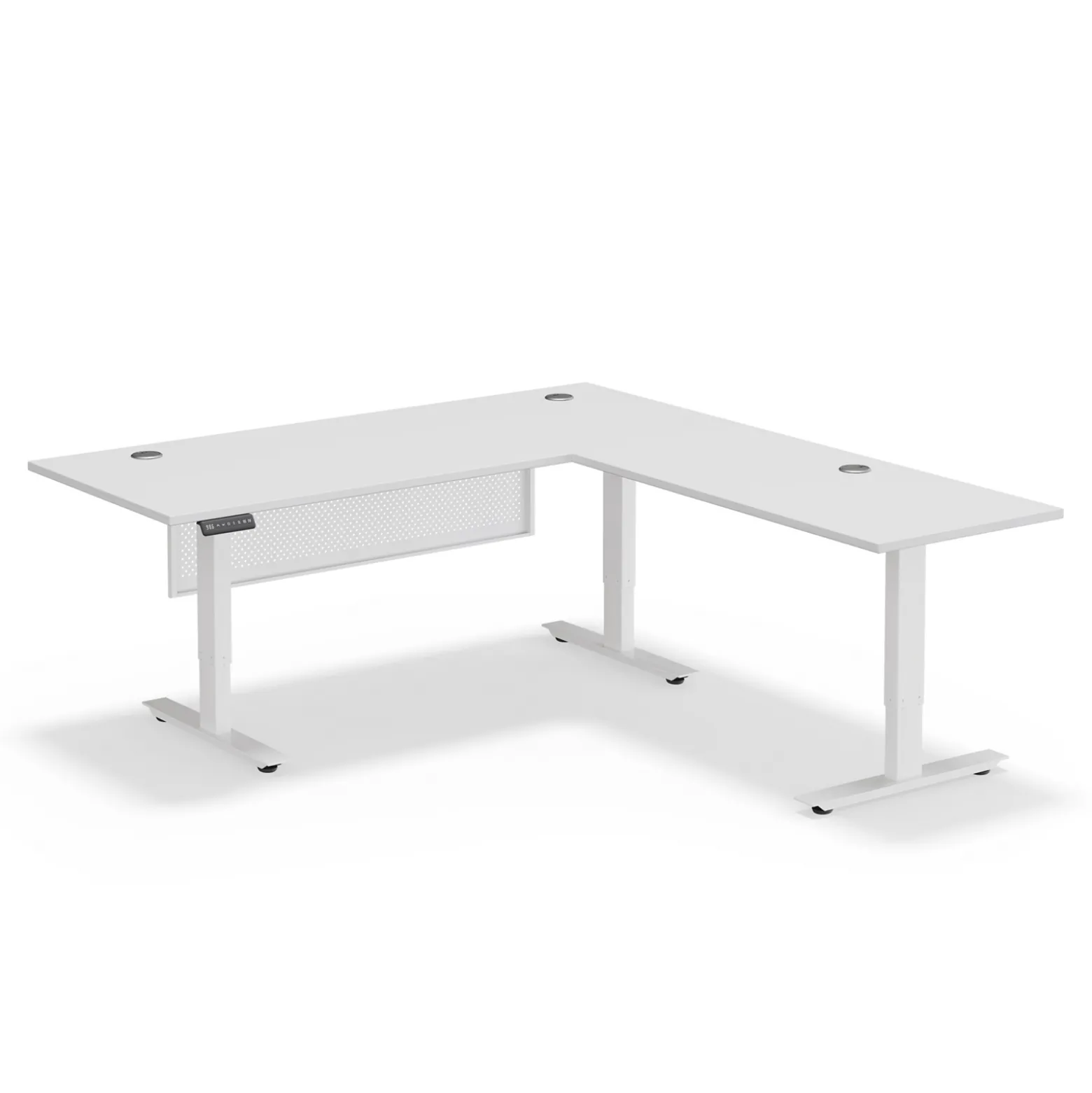 Upward Reversible Height Adjustable L-Shaped Standing Desk with Modesty Panel - 72"W x 72"D