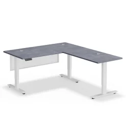 Upward Reversible Height Adjustable L-Shaped Standing Desk with Modesty Panel - 60"W x 72"D