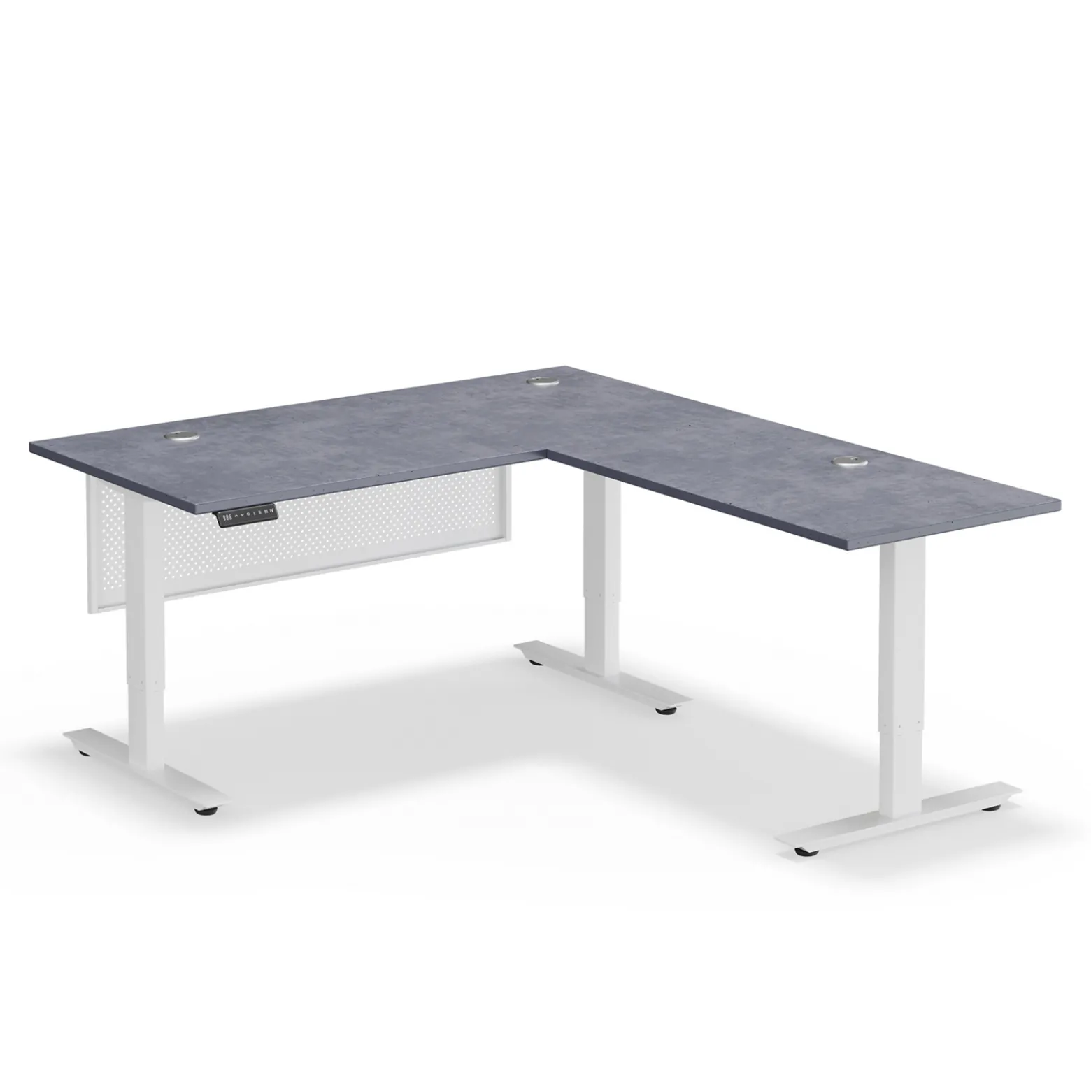 Upward Reversible Height Adjustable L-Shaped Standing Desk with Modesty Panel - 60"W x 72"D