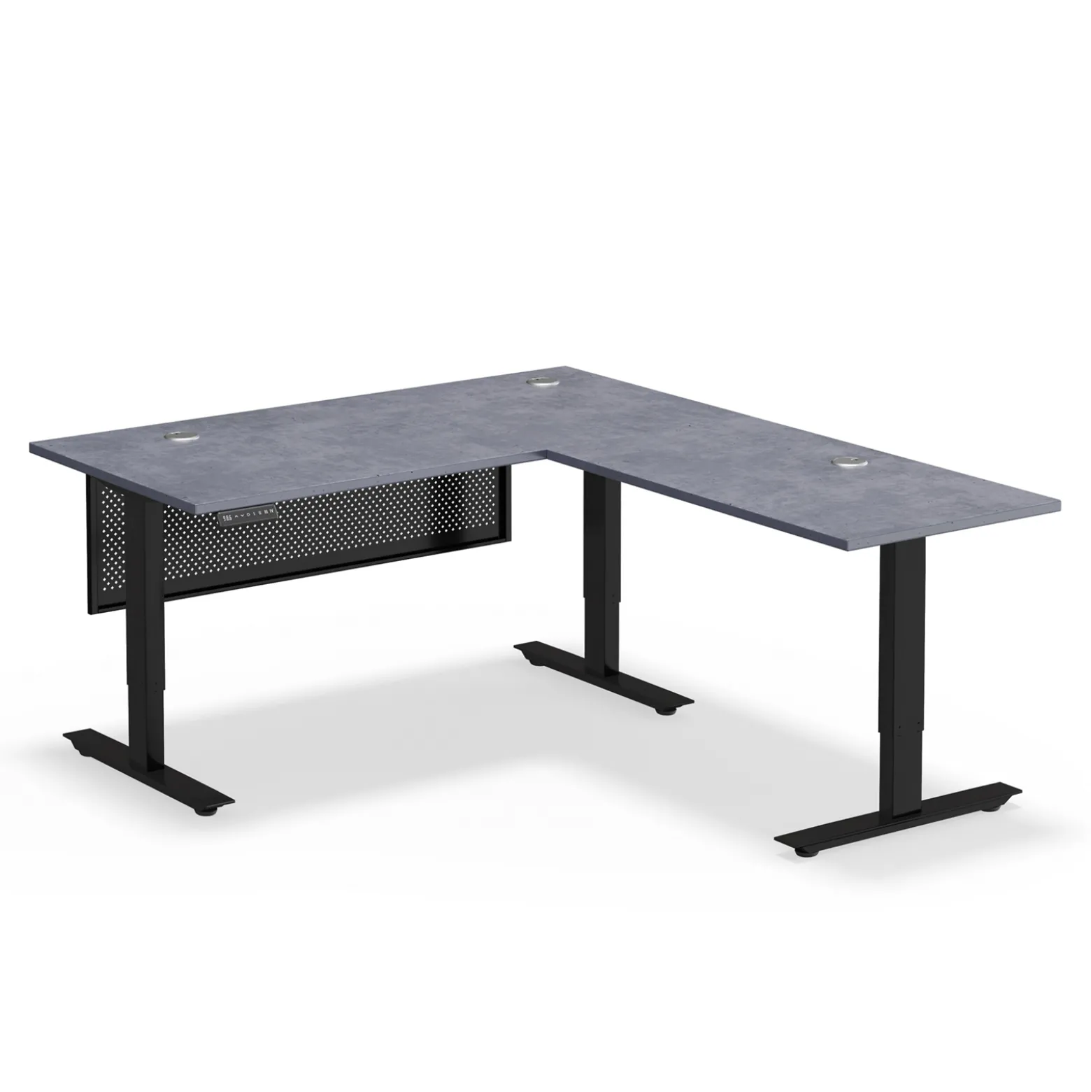 Upward Reversible Height Adjustable L-Shaped Standing Desk with Modesty Panel - 60"W x 72"D