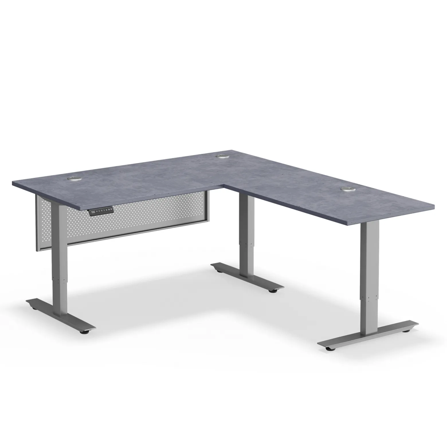 Upward Reversible Height Adjustable L-Shaped Standing Desk with Modesty Panel - 60"W x 72"D