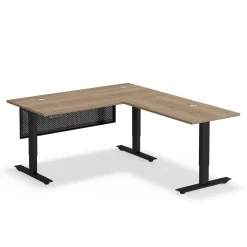 Upward Reversible Height Adjustable L-Shaped Standing Desk with Modesty Panel - 60