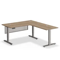 Upward Reversible Height Adjustable L-Shaped Standing Desk with Modesty Panel - 60