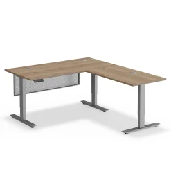 Upward Reversible Height Adjustable L-Shaped Standing Desk with Modesty Panel - 60