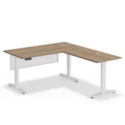 Upward Reversible Height Adjustable L-Shaped Standing Desk with Modesty Panel - 60