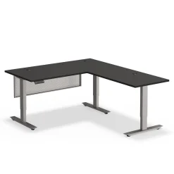 Upward Reversible Height Adjustable L-Shaped Standing Desk with Modesty Panel - 60