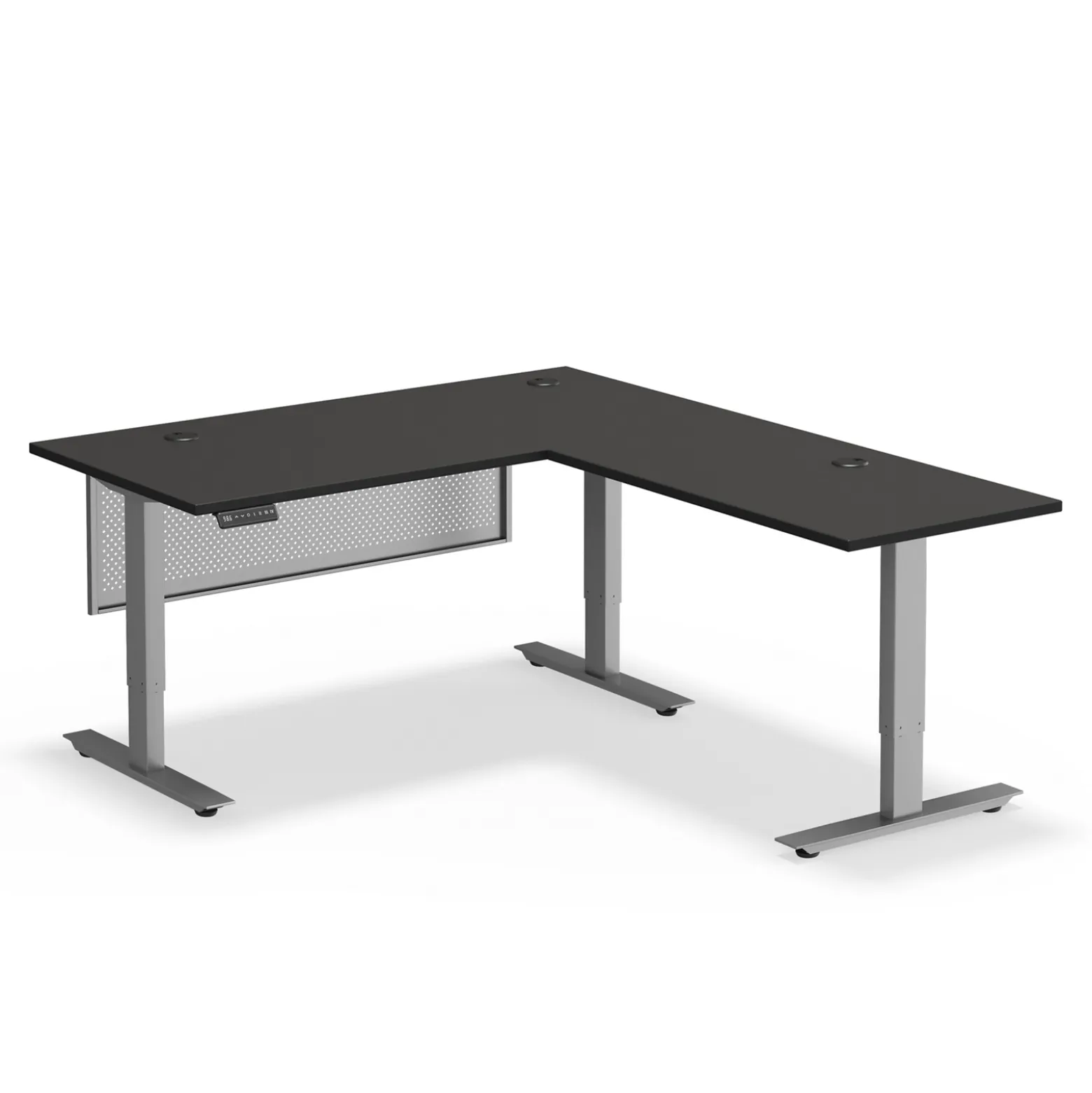 Upward Reversible Height Adjustable L-Shaped Standing Desk with Modesty Panel - 60"W x 72"D