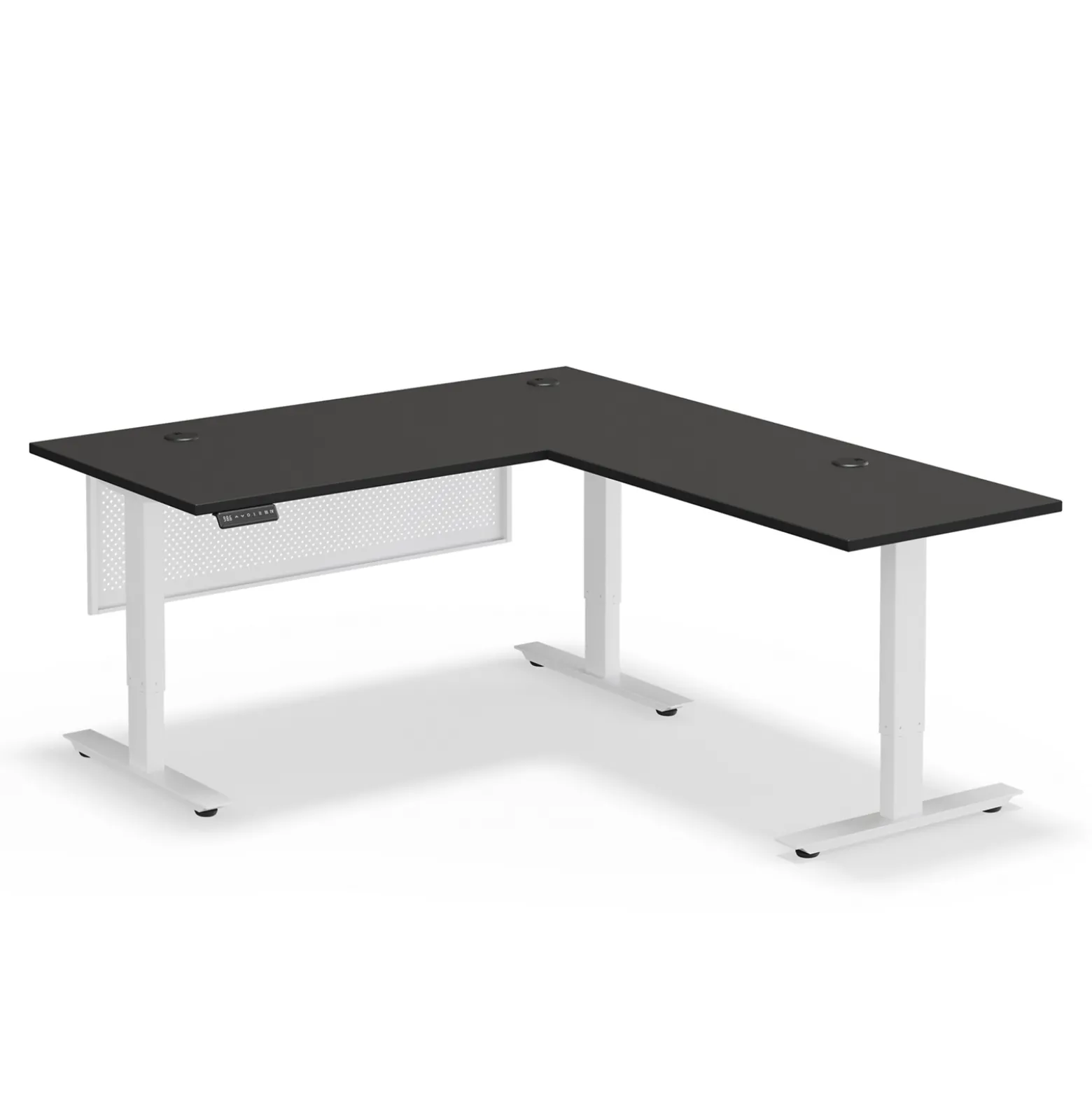 Upward Reversible Height Adjustable L-Shaped Standing Desk with Modesty Panel - 60"W x 72"D