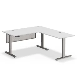 Upward Reversible Height Adjustable L-Shaped Standing Desk with Modesty Panel - 60