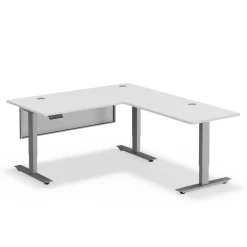 Upward Reversible Height Adjustable L-Shaped Standing Desk with Modesty Panel - 60