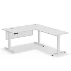 Upward Reversible Height Adjustable L-Shaped Standing Desk with Modesty Panel - 60