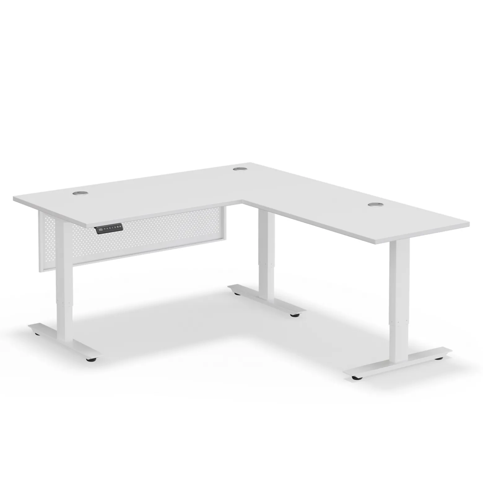 Upward Reversible Height Adjustable L-Shaped Standing Desk with Modesty Panel - 60"W x 72"D