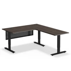 Upward Reversible Height Adjustable L-Shaped Standing Desk with Modesty Panel - 60