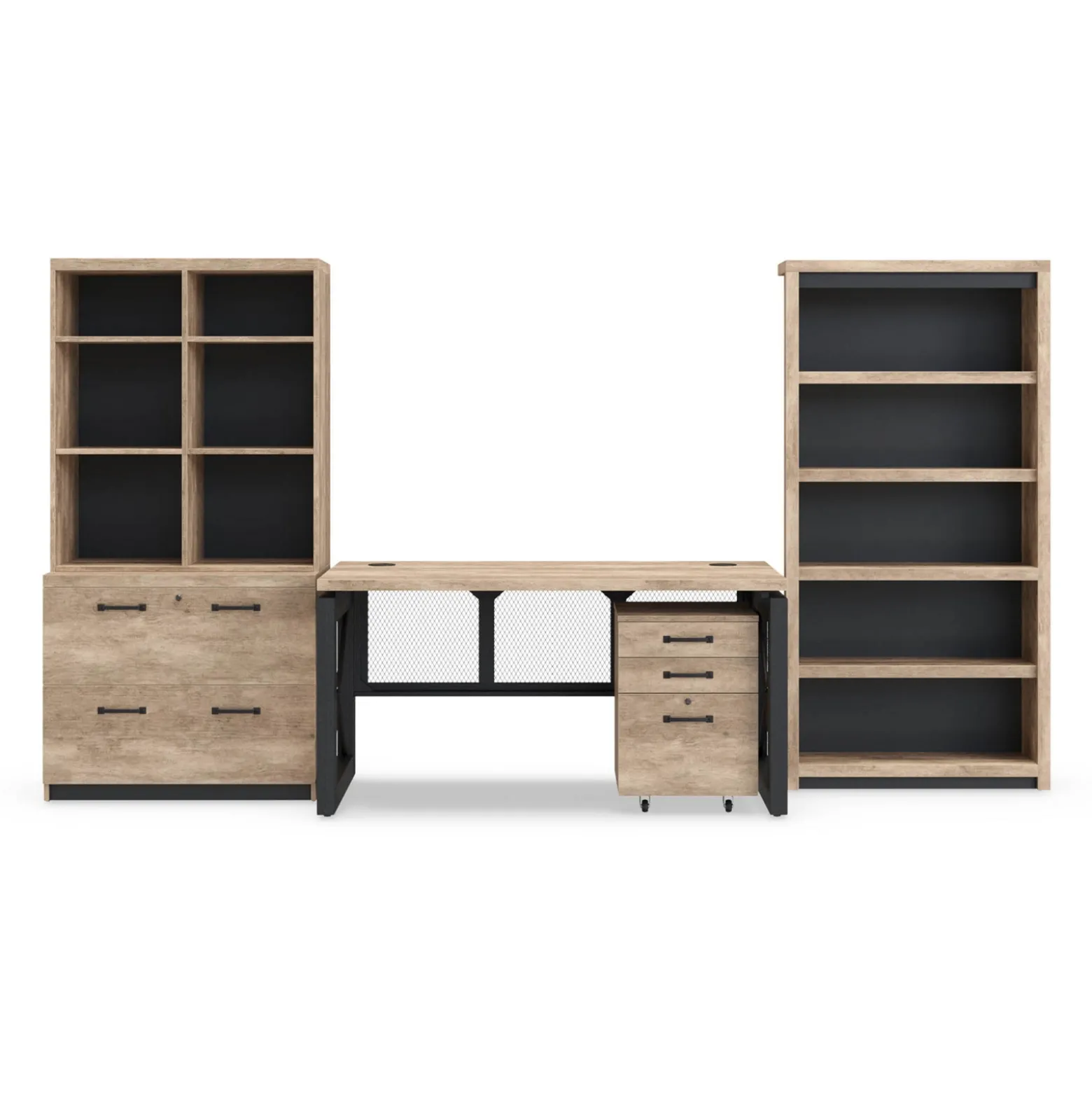Urban 60" Desk Set with Open Bookshelf and Drawer Storage
