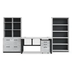 Urban 60" Desk Set with Open Bookshelf and Drawer Storage