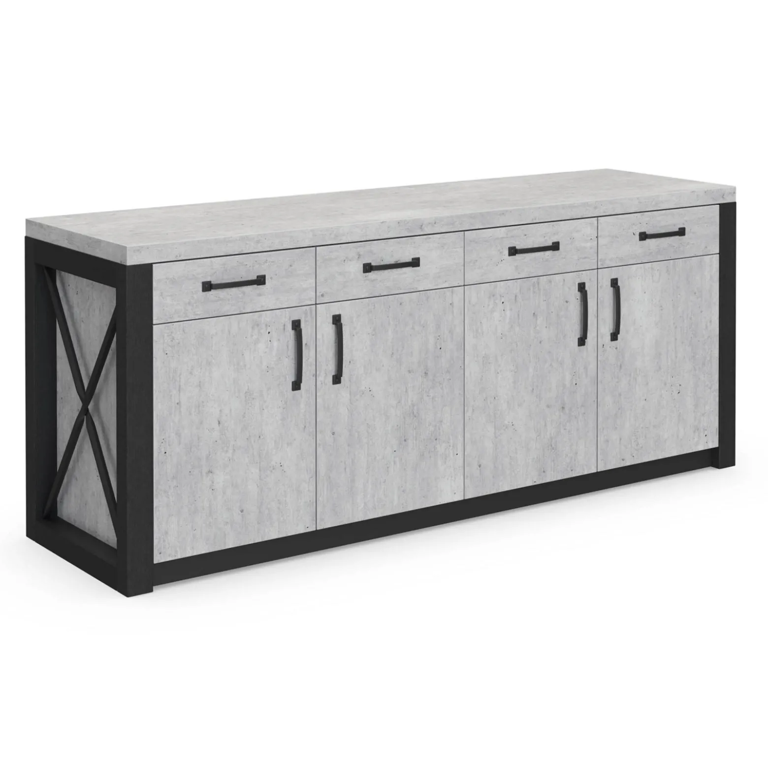 Urban Four Drawer Storage Credenza - 72W x 21D