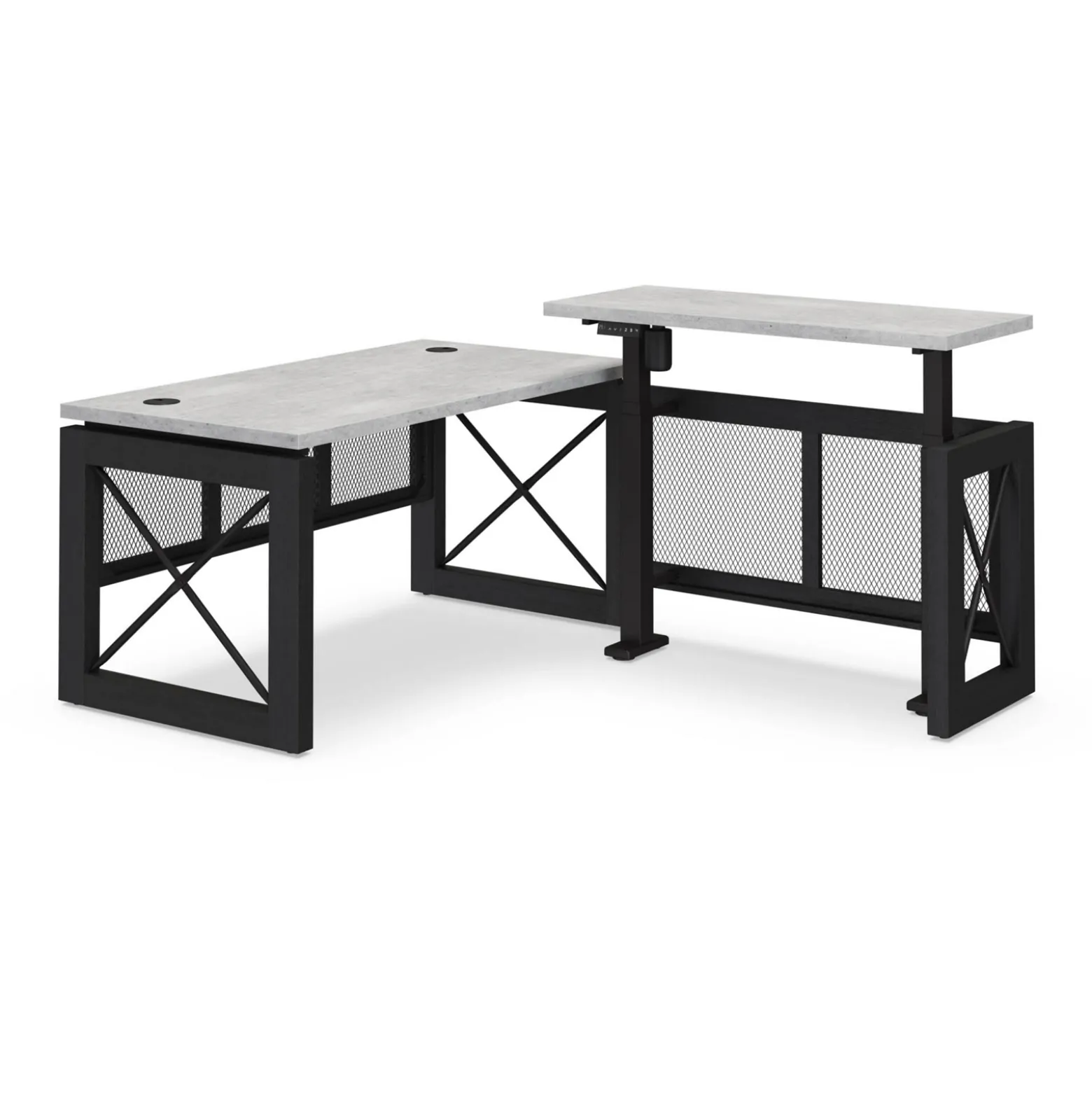 Urban L-Shaped Desk with Adjustable Height Right Return - 60"W x 80"D