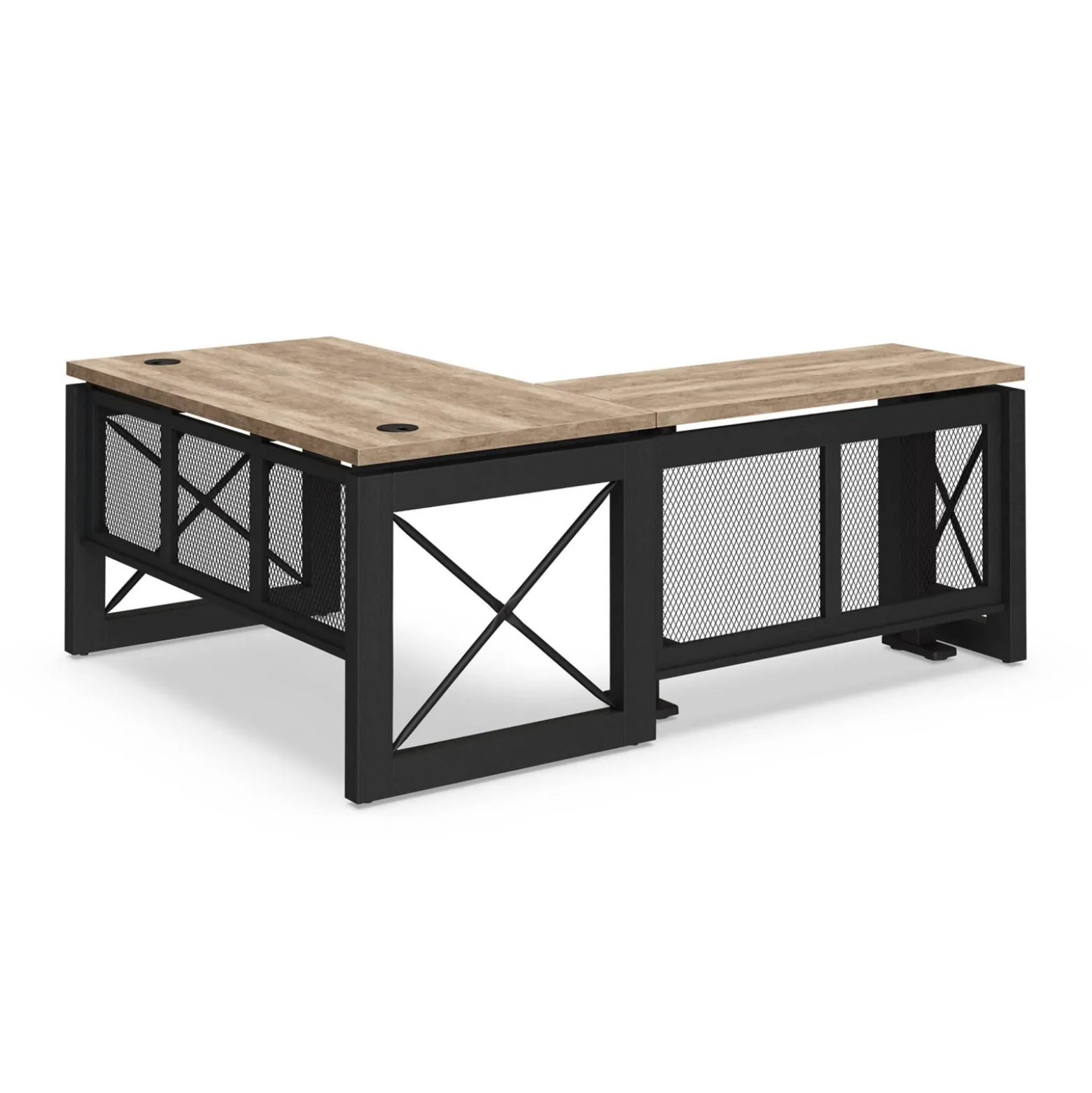 Urban L-Shaped Desk with Height Adjustable Standing Left Return - 60"W x 80"D