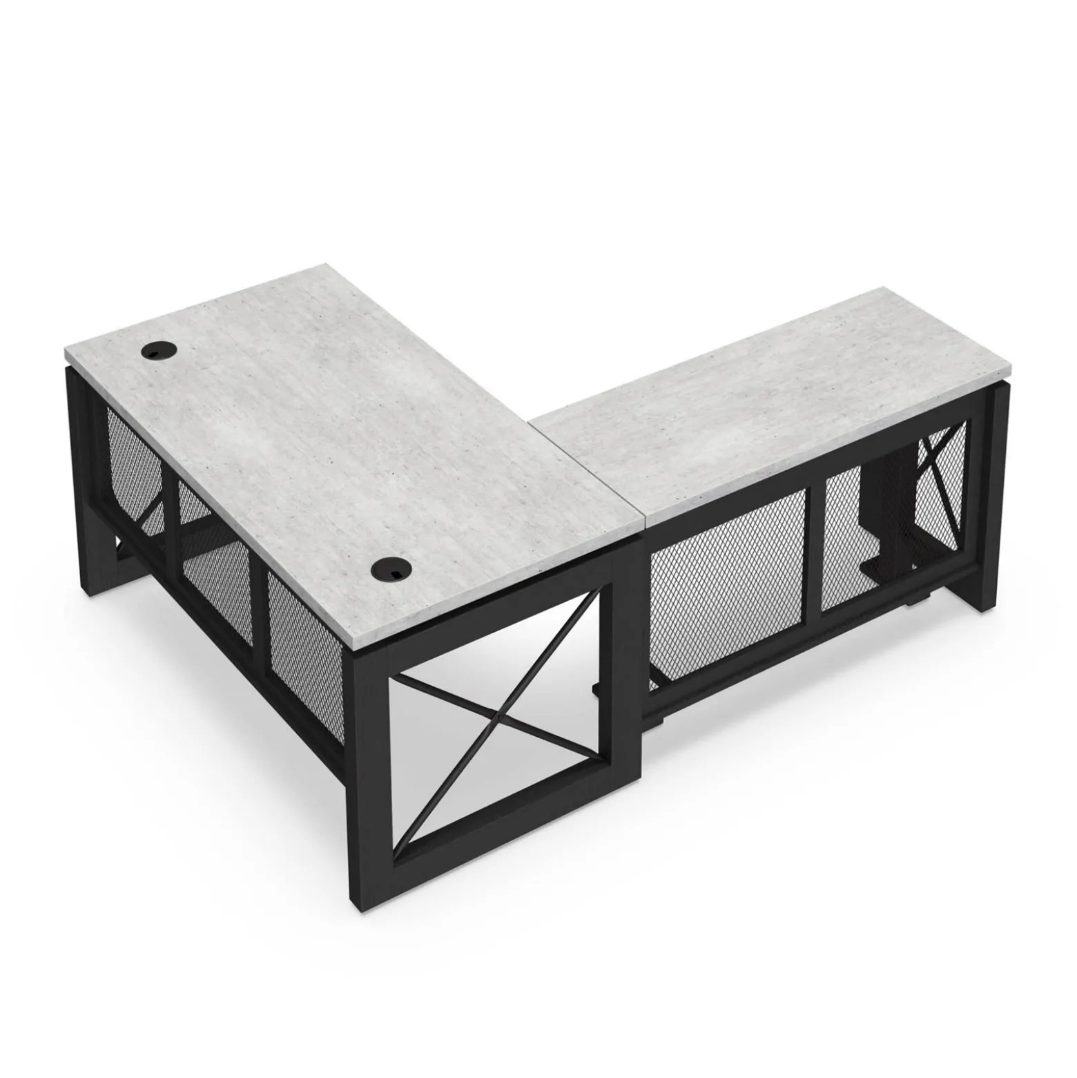 Urban L-Shaped Desk with Height Adjustable Standing Left Return - 60"W x 80"D