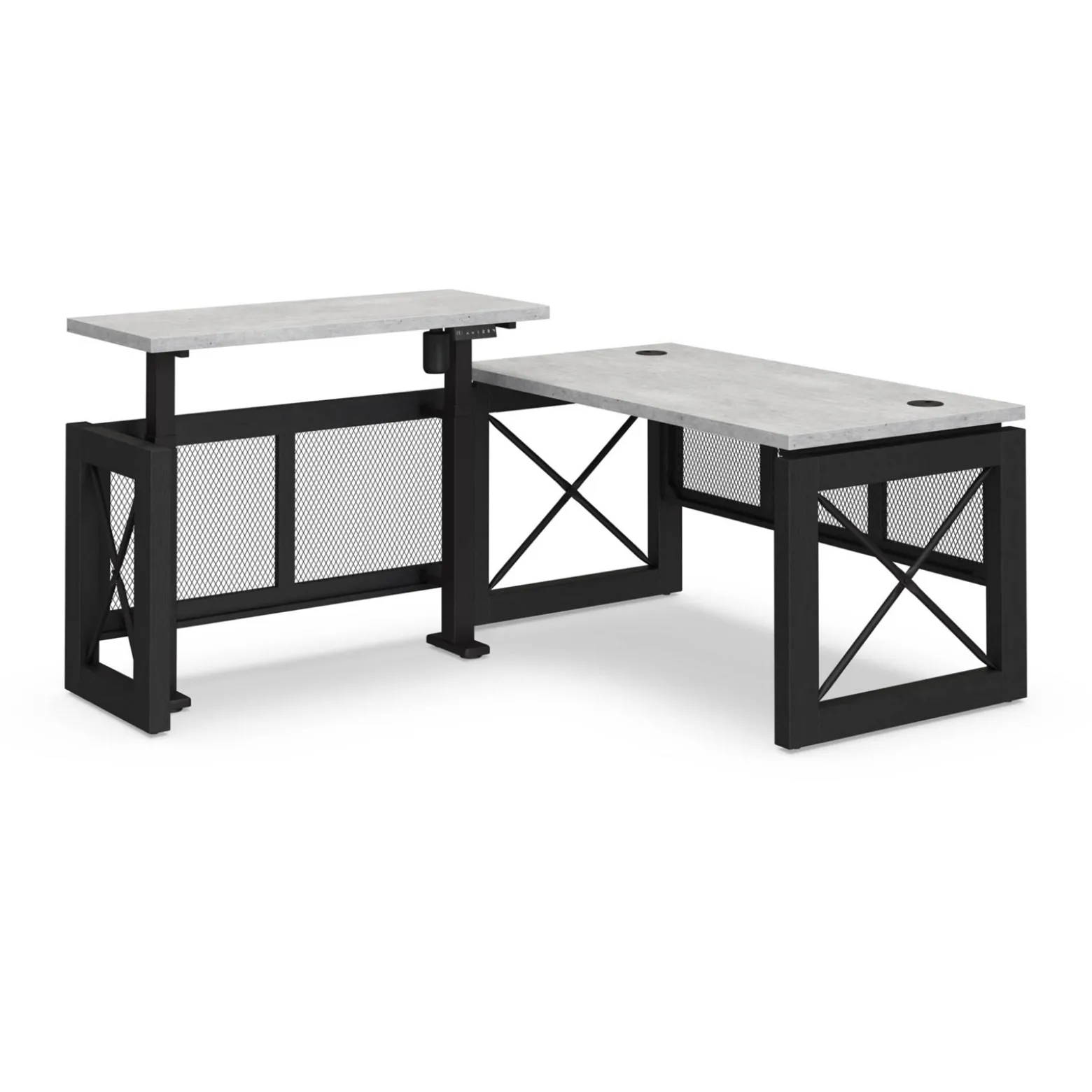 Urban L-Shaped Desk with Height Adjustable Standing Left Return - 60"W x 80"D