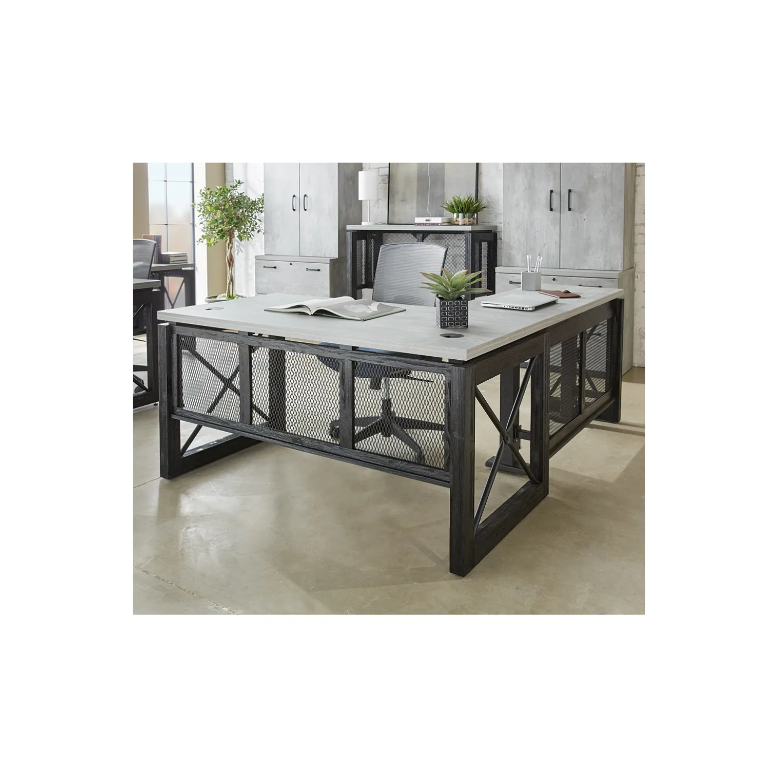Urban L-Shaped Desk with Height Adjustable Standing Left Return - 60"W x 80"D