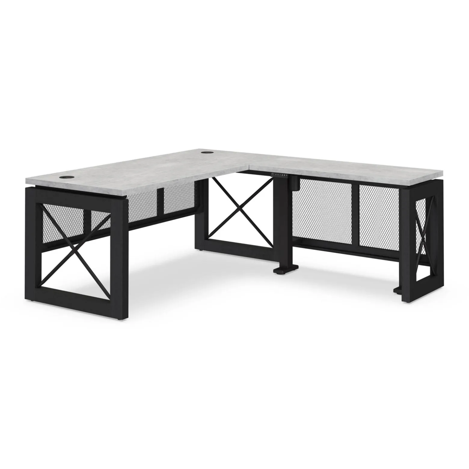 Urban L-Shaped Standing Desk with Height Adjustable Right Return -72"Wx80"D
