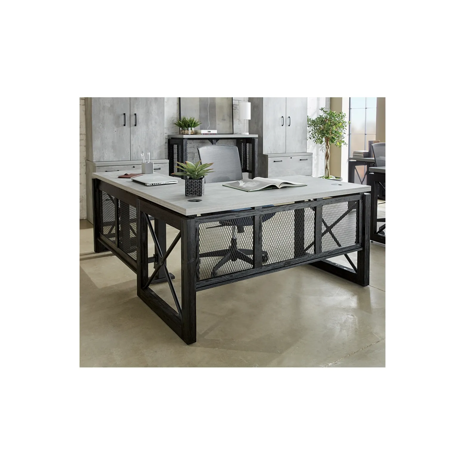Urban L-Shaped Standing Desk with Height Adjustable Right Return -72"Wx80"D