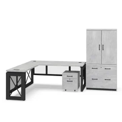 Urban Reversible L-Shaped Desk Set with File and Wardrobe