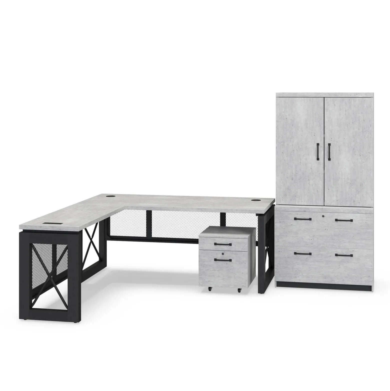 Urban Reversible L-Shaped Desk Set with File and Wardrobe