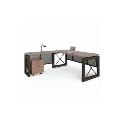 Urban Reversible L-Shaped Desk with Pedestal - 60"W x 32"D