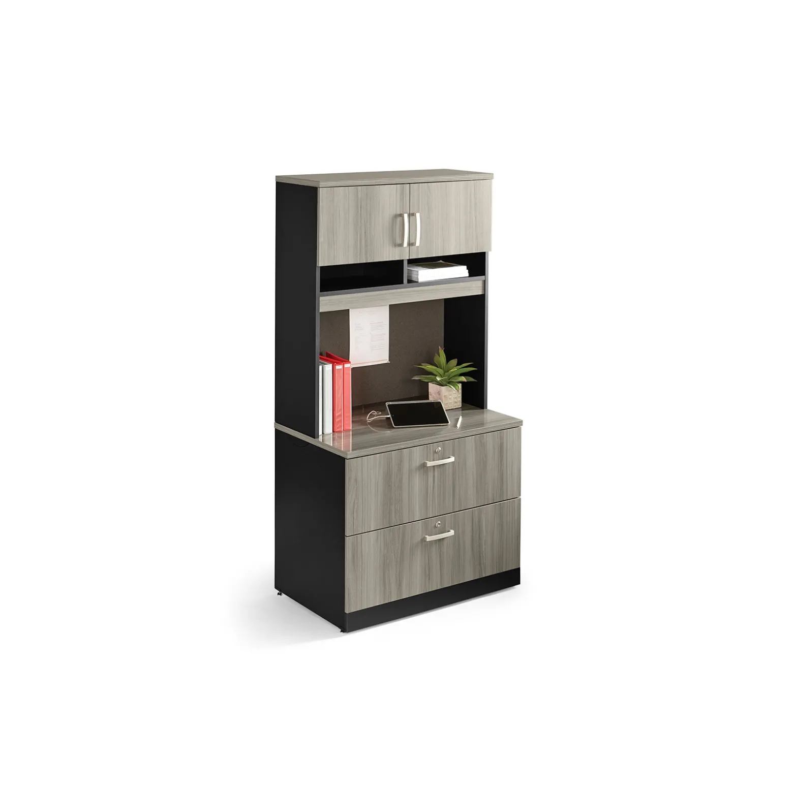 Via 2 Drawer Lateral File with Hutch - 37"W x 24"D