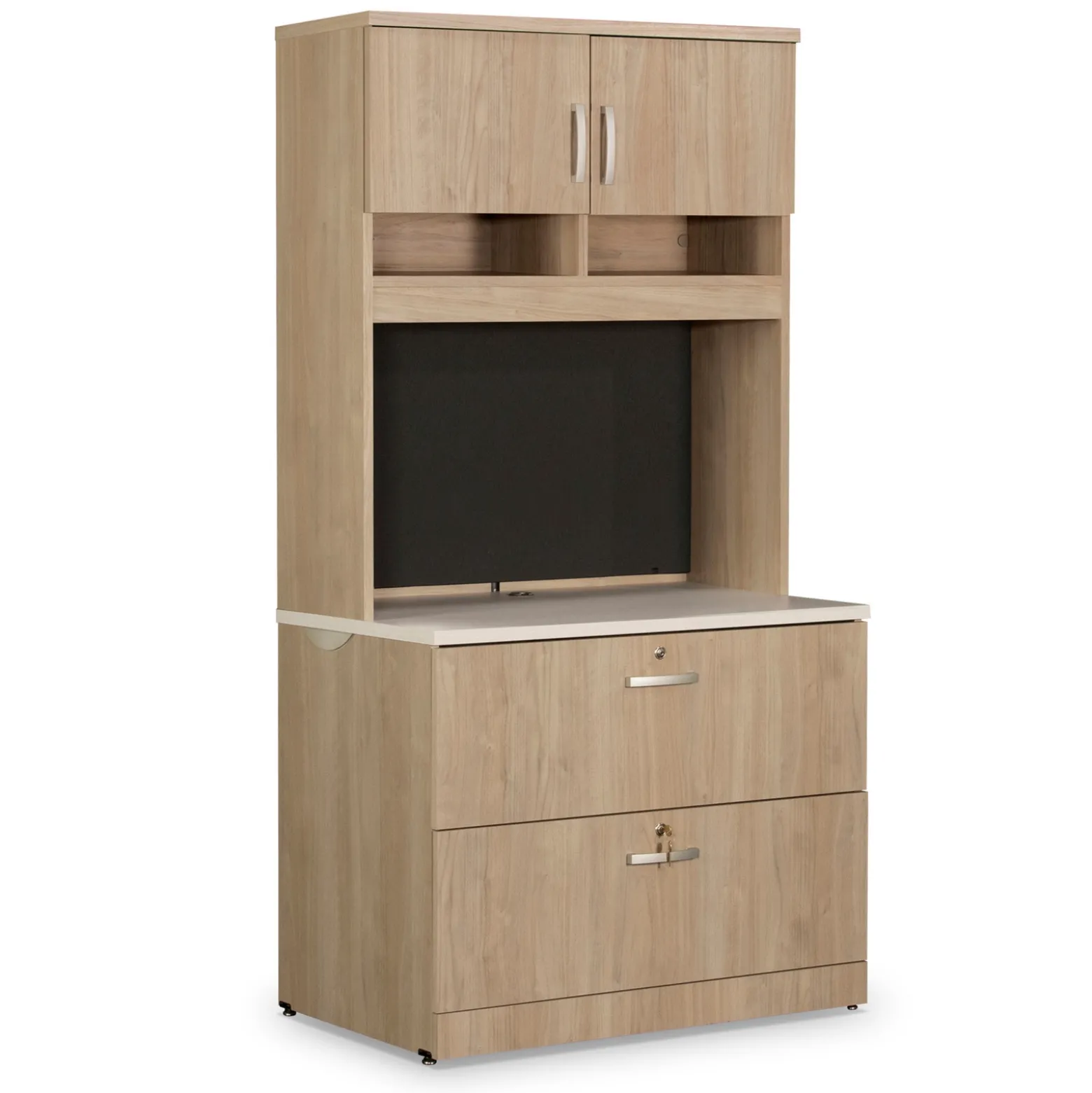 Via 2 Drawer Lateral File with Hutch - 37"W x 24"D