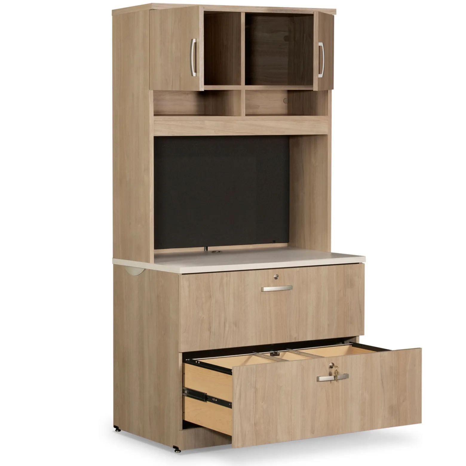 Via 2 Drawer Lateral File with Hutch - 37"W x 24"D