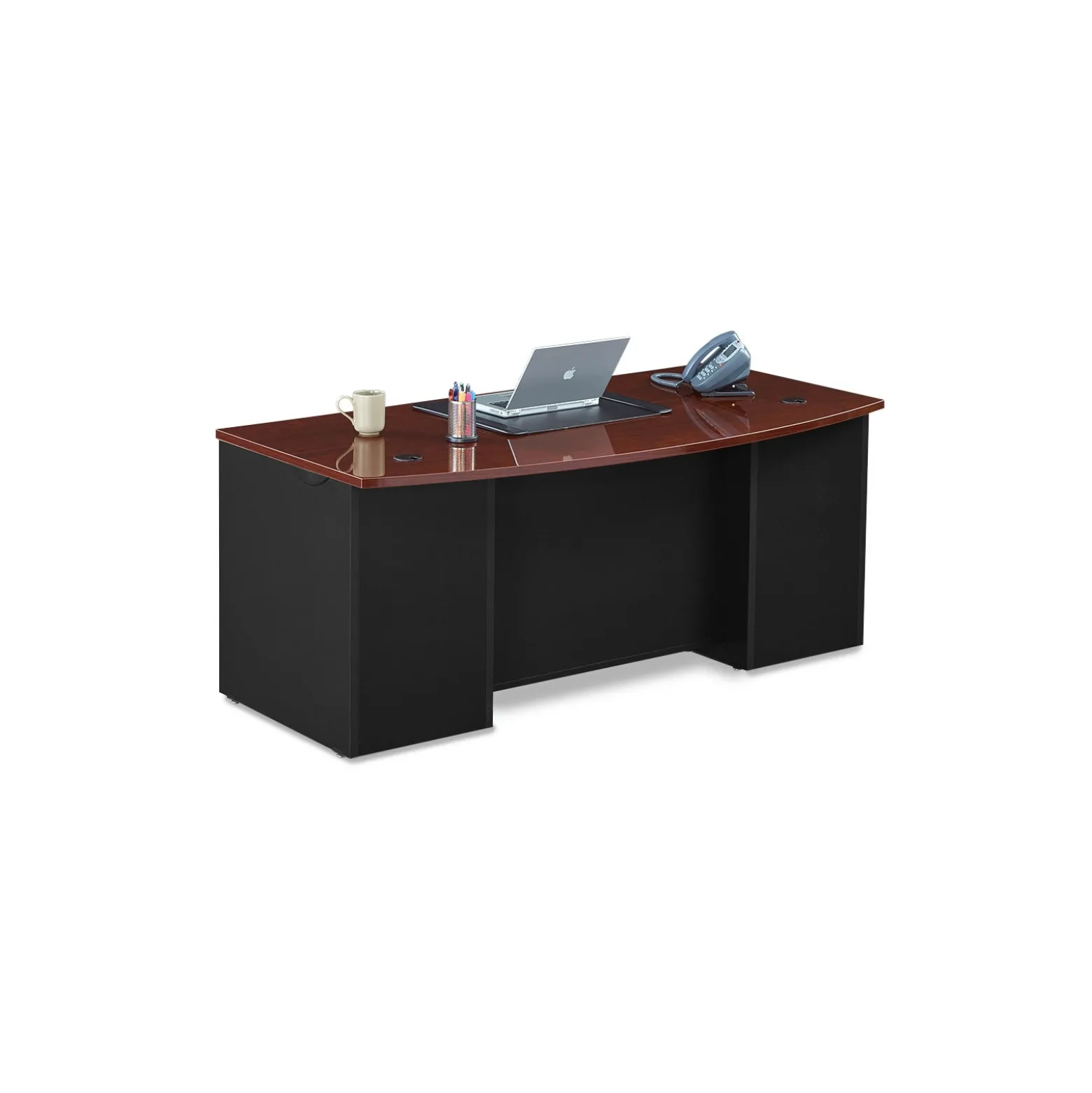Via Double Pedestal Bowfront Desk - 72"W x 36"D