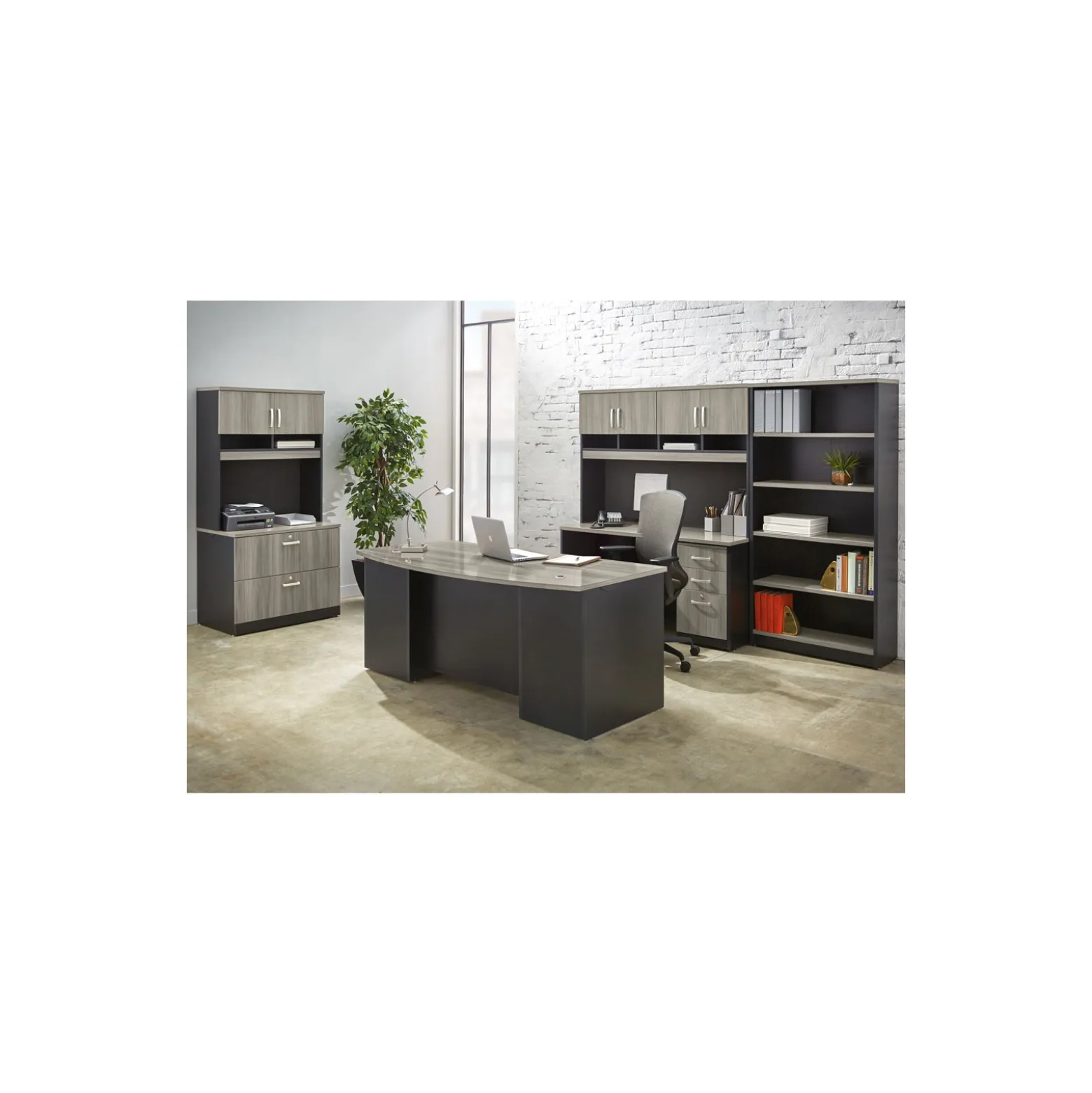 Via Double Pedestal Bowfront Desk - 72"W x 36"D