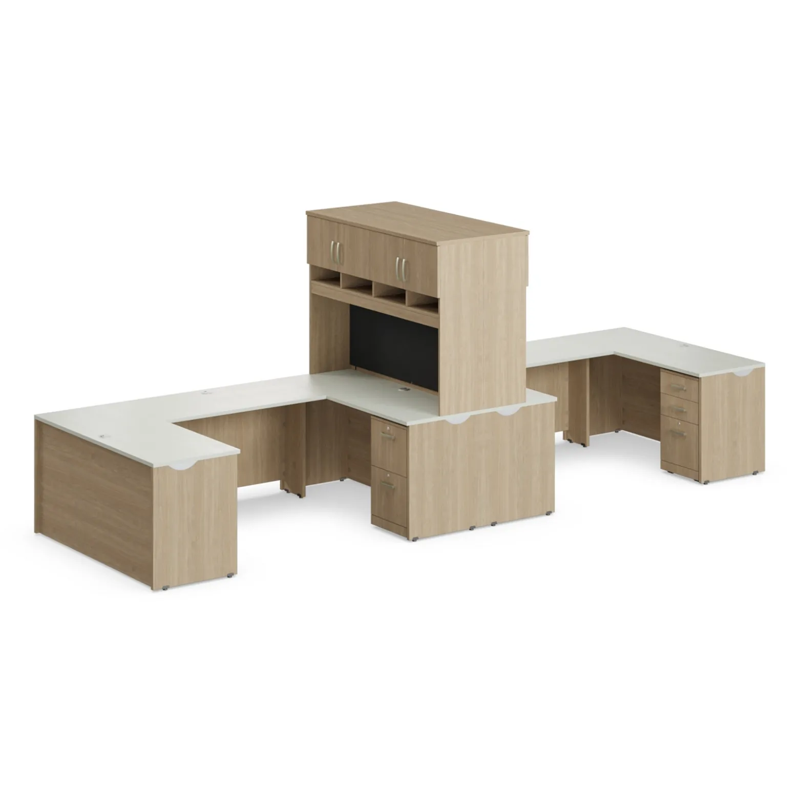 Via Dual U-Shaped Workstations with Hutches - 192"W x 60"D