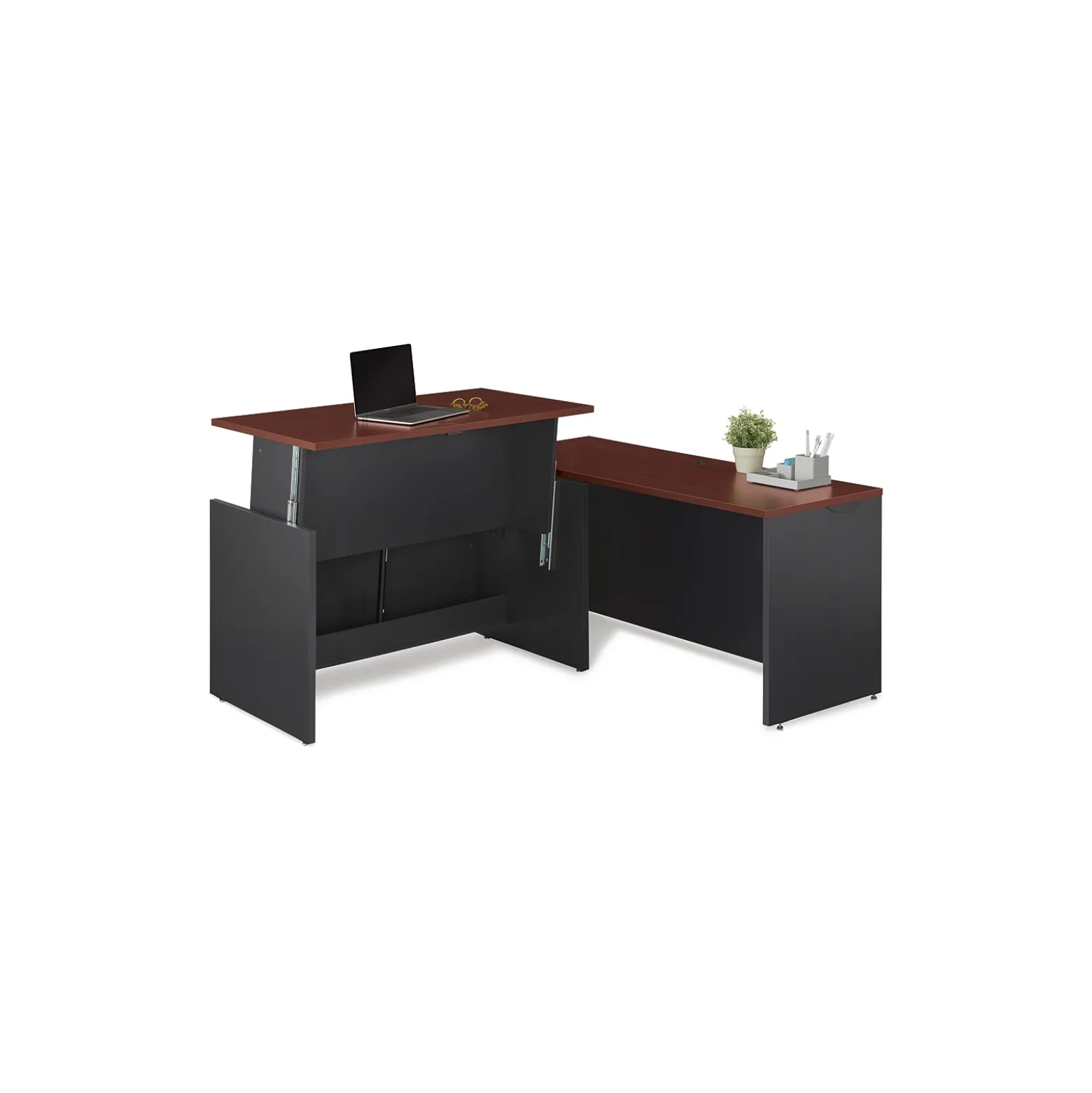 Via Reversible Height-Adjustable L-Shaped Standing Desk - 60"W x 71"D