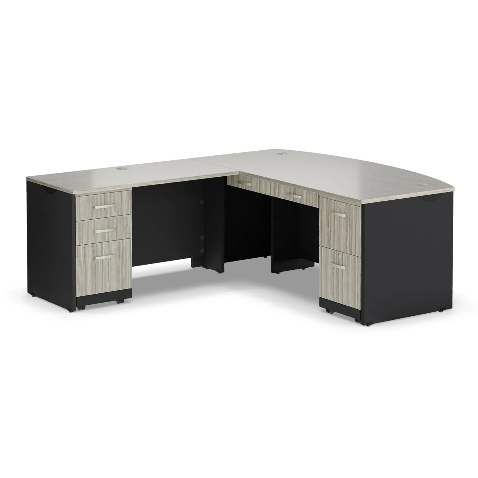 Via Reversible L-Shaped Bowfront Desk - 72"W x 84"D