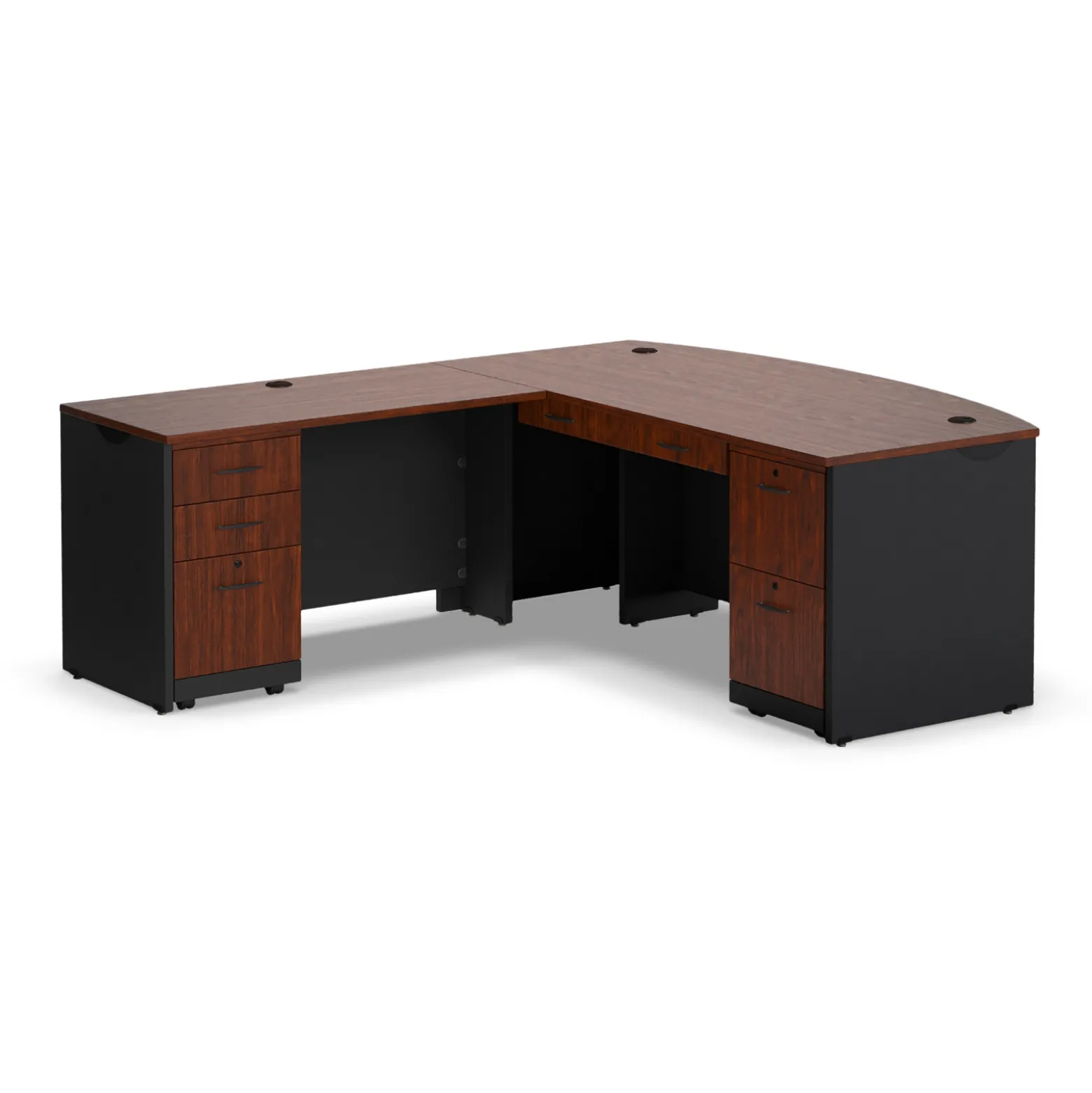 Via Reversible L-Shaped Bowfront Desk - 72"W x 84"D