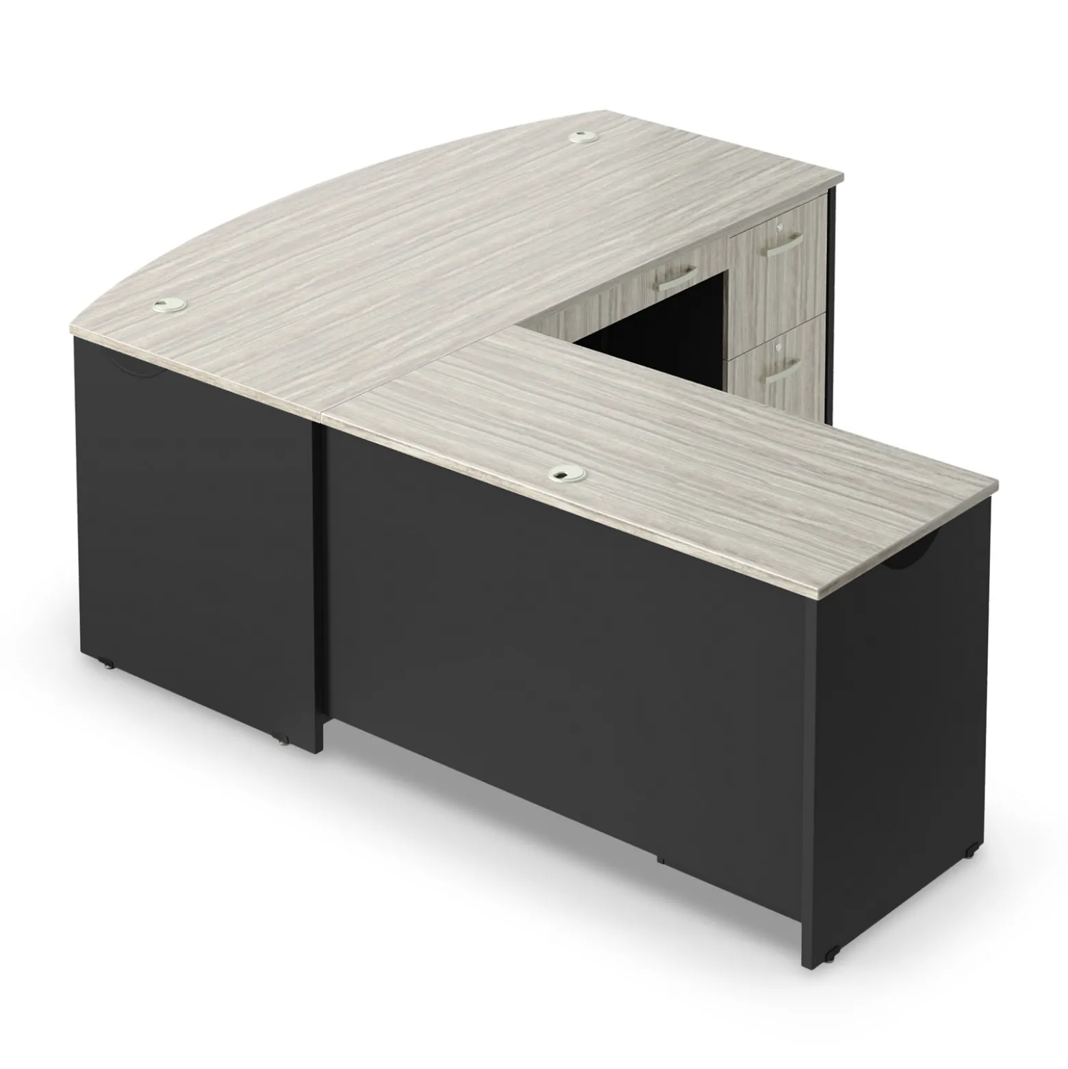 Via Reversible L-Shaped Bowfront Desk - 72"W x 84"D