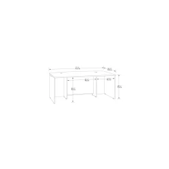 Via Reversible L-Shaped Bowfront Desk with Lateral File and Hutch