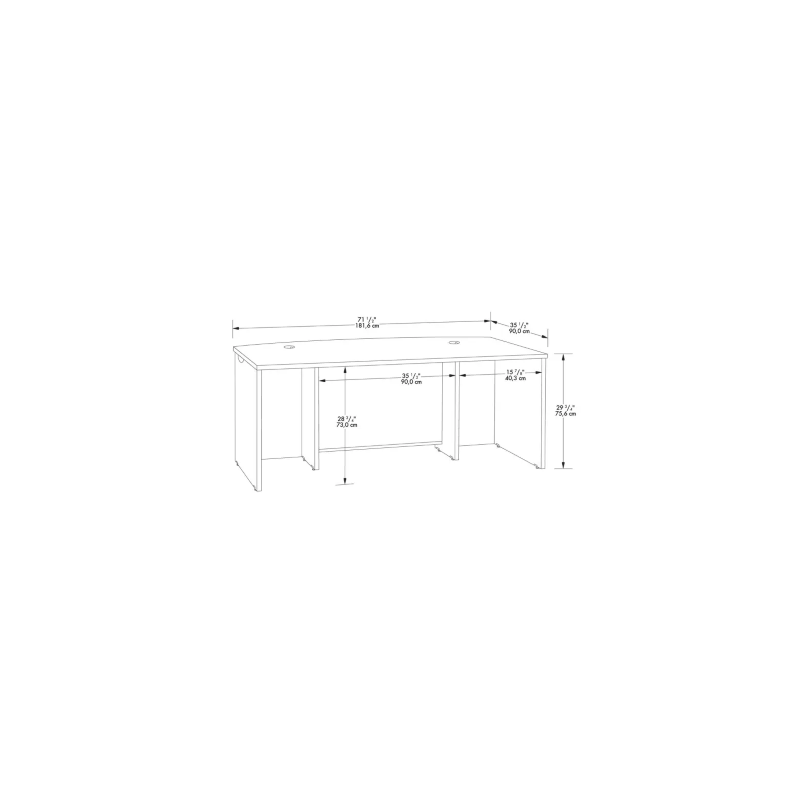 Via Reversible L-Shaped Bowfront Desk with Lateral File and Hutch