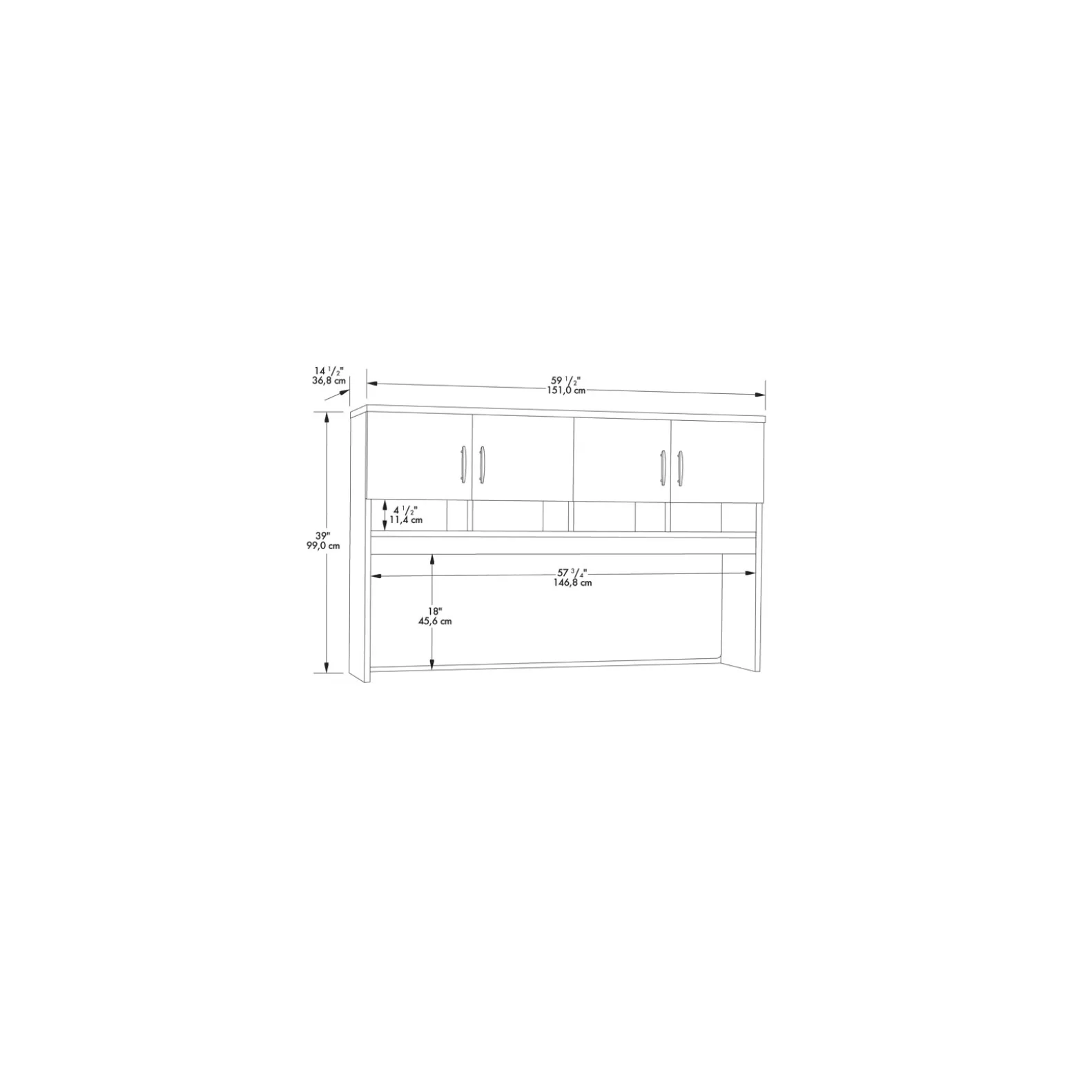 Via Reversible L-Shaped Desk with Hutch - 60"W x 72"D