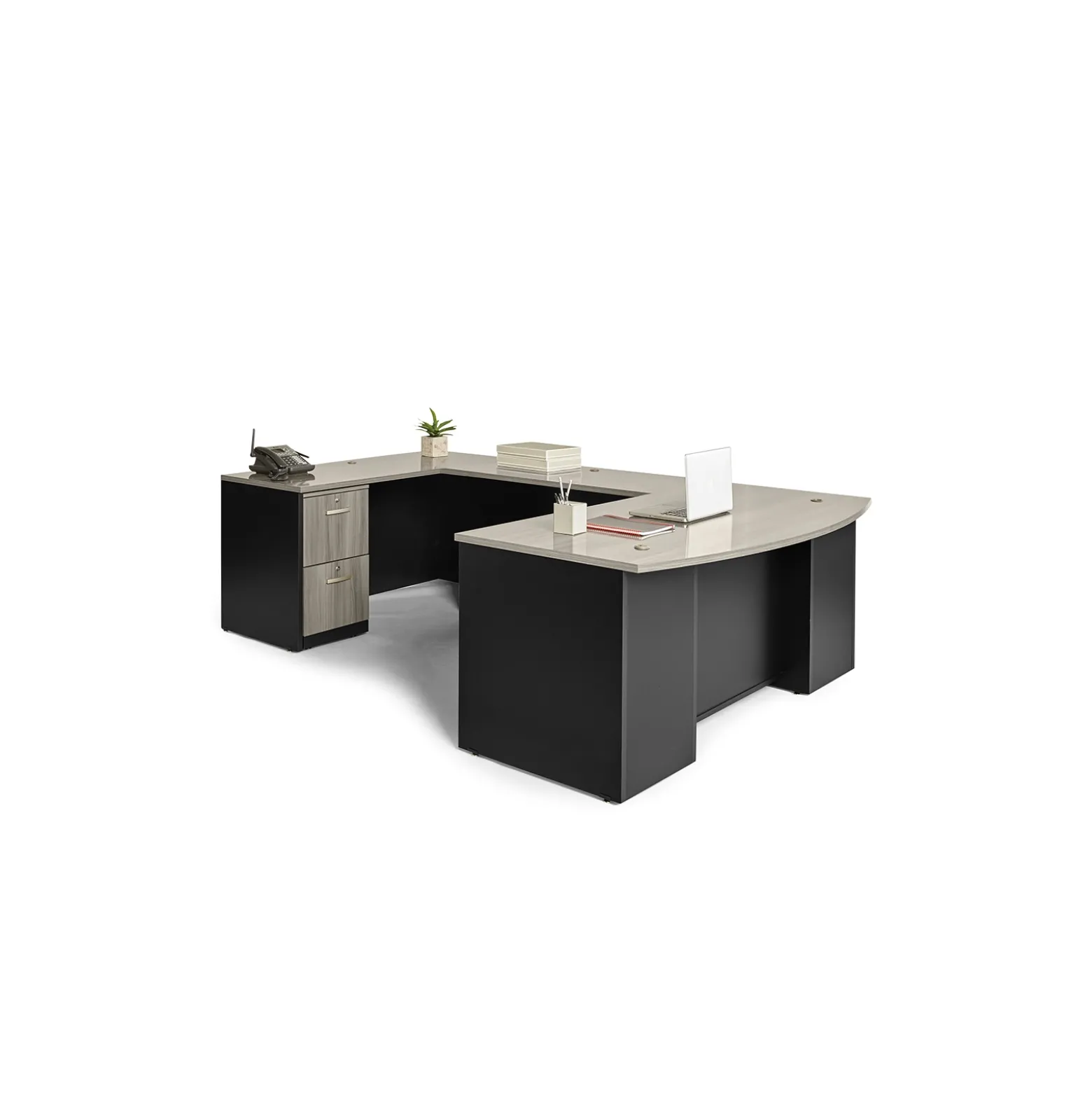Via U-Shaped Bowfront Desk - 72"W x 108"D