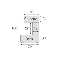Via U-Shaped Bowfront Desk - 72"W x 108"D